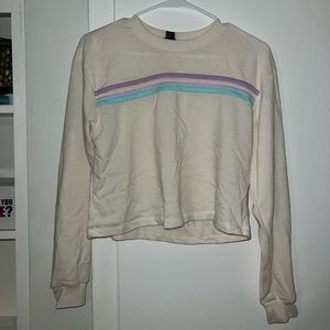 American Eagle off white long sleeve shirt with colored stripes. Size S